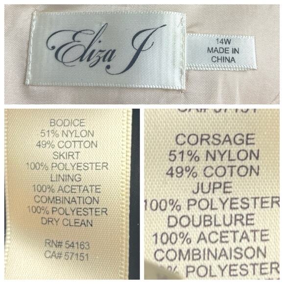 Eliza J Dress V-neck Black Lace Taffeta Floor Length Gown Women’s Plus Size 14W - Picture 11 of 12